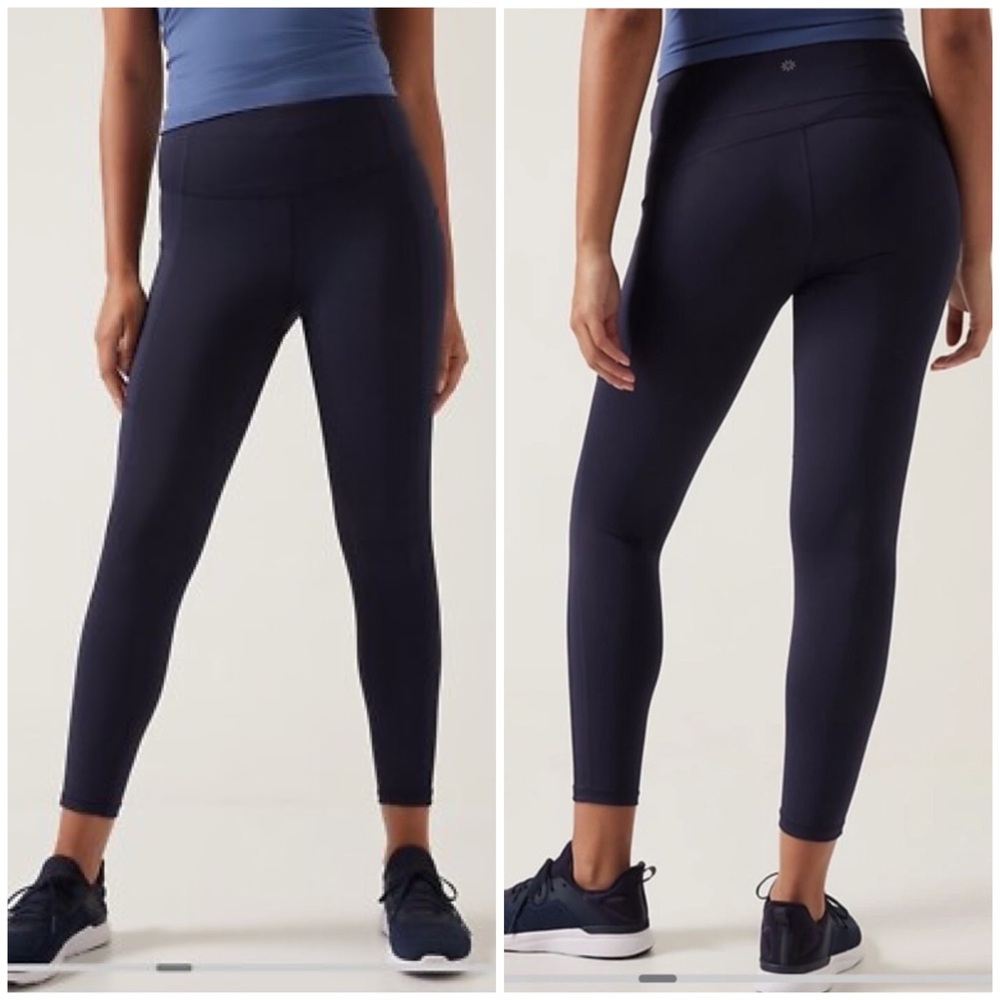 NWT Athleta Ultimate Stash II 7/8 Tight Dress Blue Navy Yoga Leggings Sz XXS